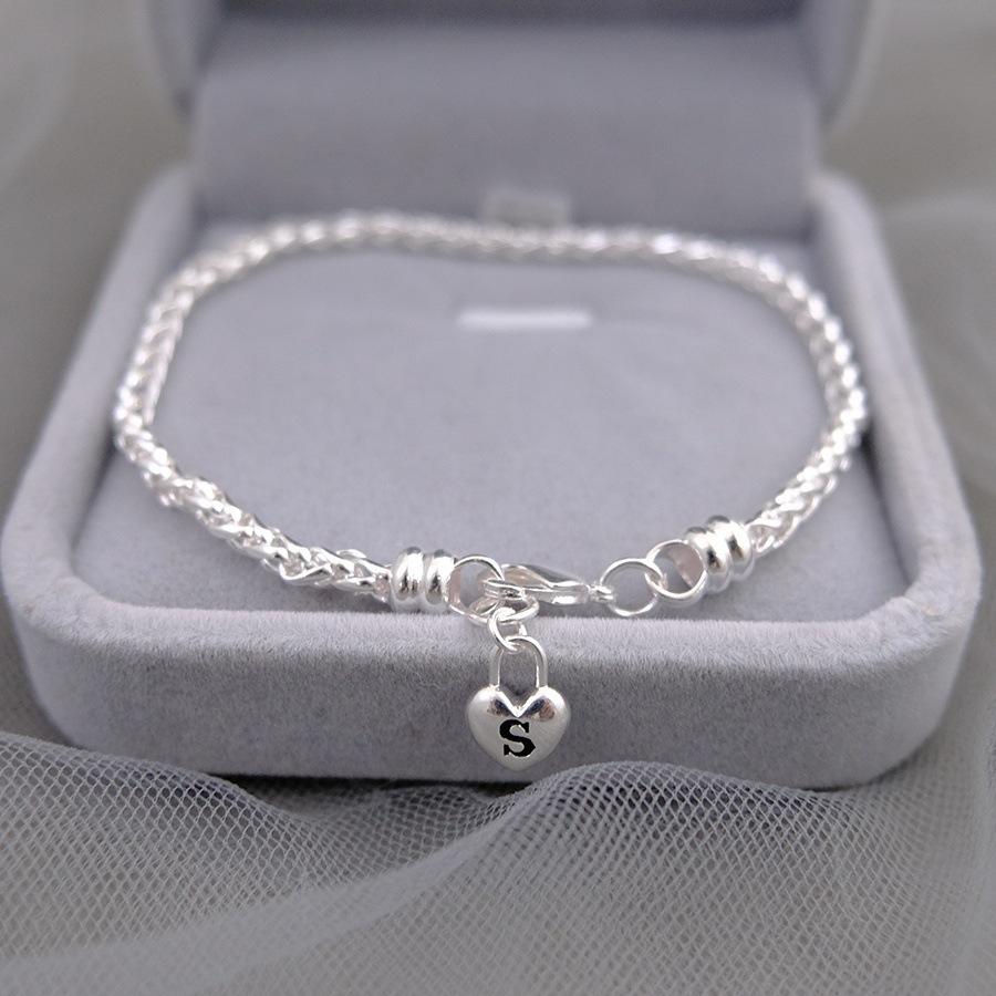 

925 Sterling Silver Heart Rope Chain Charm Bracelet Korean Hot Top Luxury Quality Jewelry For Women Wedding Accessories Silver