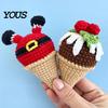 Cute Desktop Decorations for Office Handmade Crochet Christmas Ornament, Ice Cream Theme Decor, Holiday Warmth Gifts Yarn Figurine Home Decoration