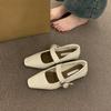 French Low-heeled Square-headed Silver Mary Jane Shoes Women's Shoes 2025 New Winter Single Shoes Retro Fashion Small Leather Shoes