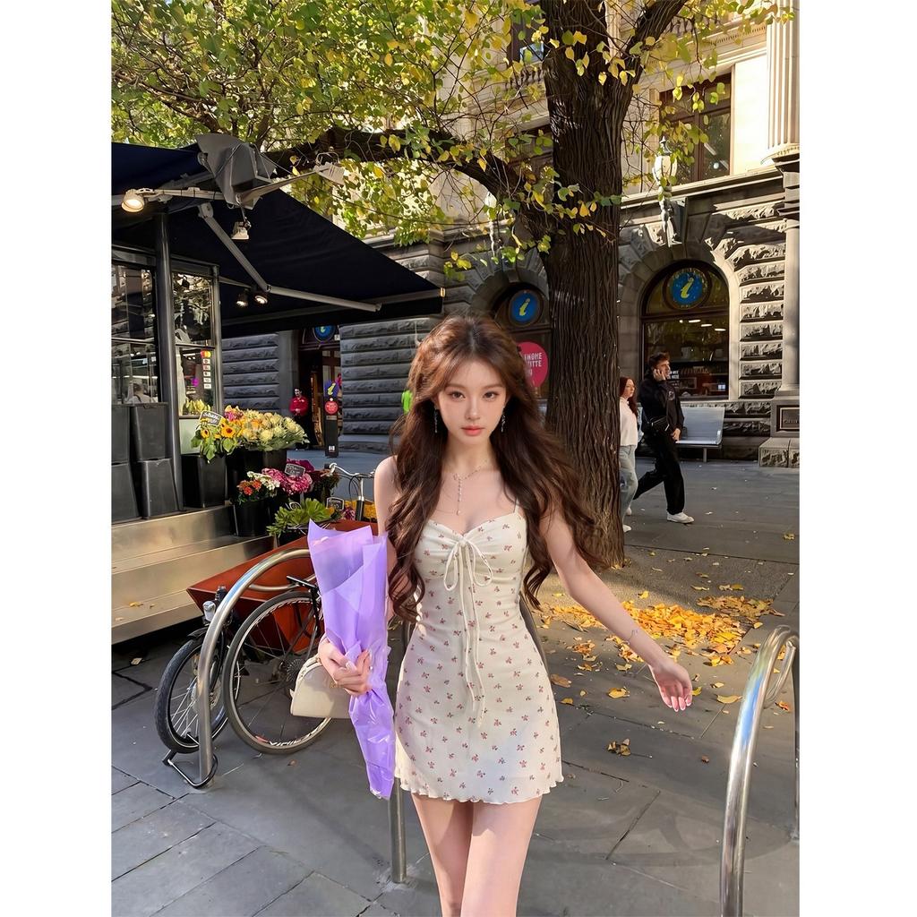 Eden Spring Garden, Summer Girlish Floral Pit Strips Knitted Suspenders, Slim Waist and Hip Dress, Sweet and Pure