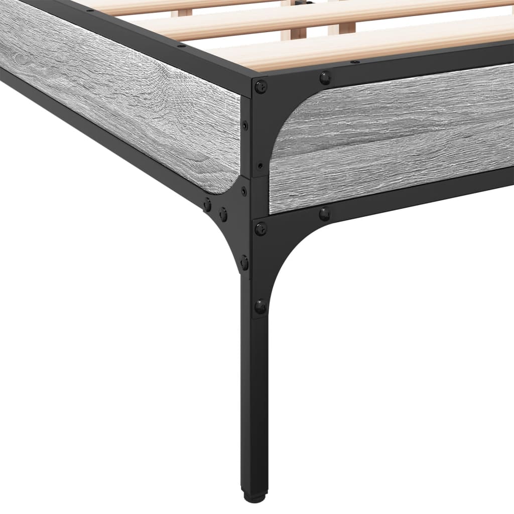Bed Frame Gray Sonoma 150x200 cm Particleboard and Metal