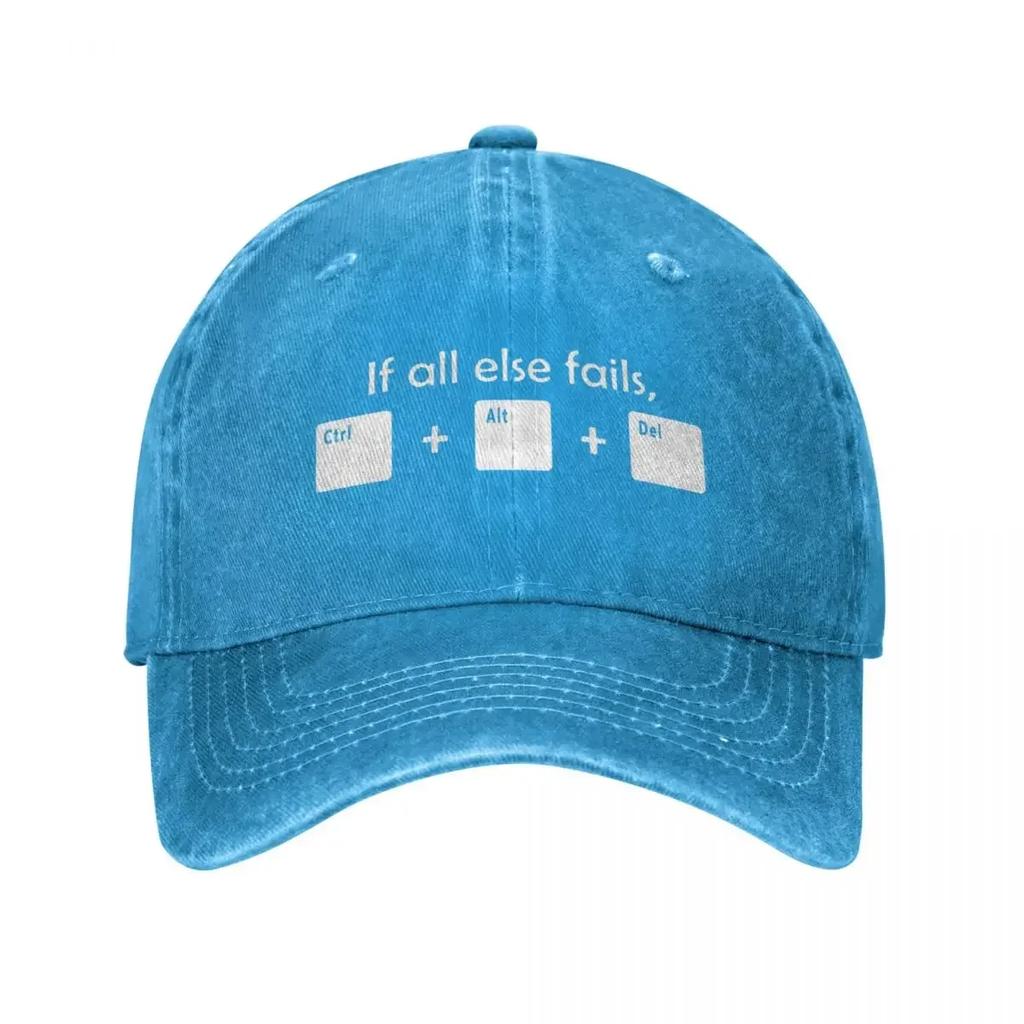 Funny If All Else Fails Ctrl Alt Del Tech Support Unisex Style Baseball Cap Geek Joke Distressed Washed Hat Vintage Snapback Hat