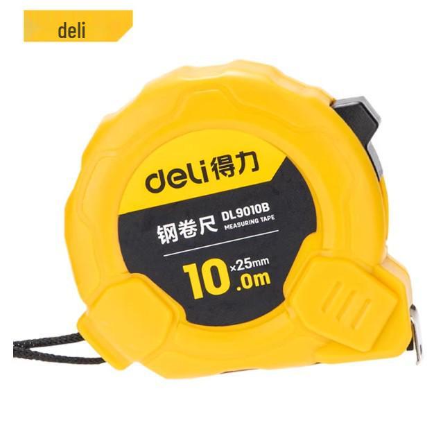 Deli DL9010B High-Precision 10m x 25mm Steel Tape Measure - Retractable, Thickened, Widened, Wear-Resistant Ruler.
