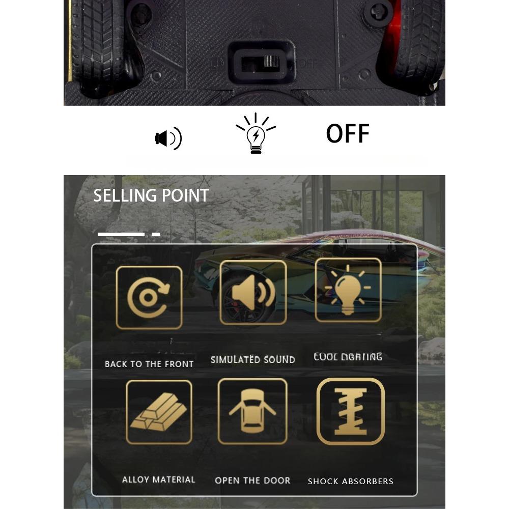 Simulation 1/24 Lamborghini Revuelto Super Car Model with Sound Light Children Boy Birthday Gift Miniature Voiture Home Decor