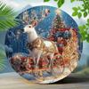 Vintage Reindeer Snow Carriage Tin Wall Art Retro Holiday Home Decor