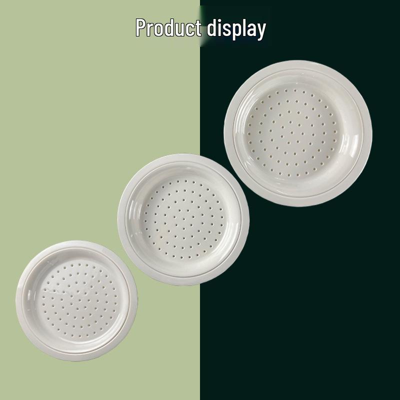 Round Melamine Dumpling Plate with Draining Layer - Imitation Porcelain Tableware for Home and Commercial Use