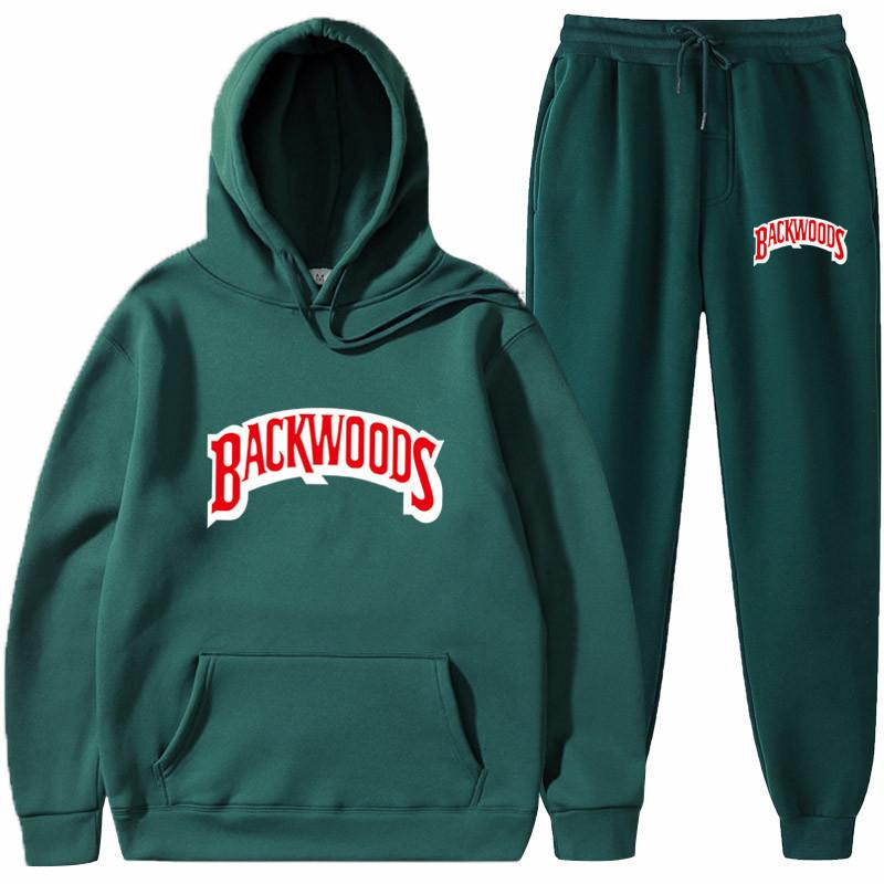 Tide Brand Sweater Set BACKWOODS Printed Men's and Women's Fleece Hoodie Two-piece Set