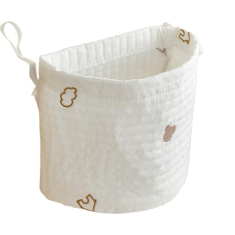 Baby Cot Hanging Storage Bag Bedside Hanging Storage Pocket Cotton Bag for Organizing Diapers & Toy Beside this crib