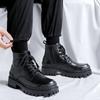 Martin Boots Herren Frühling und Herbst High-Top Britischer Stil Workwear Lokomotiv Lederstiefel Schwarz Dicksohlige Erhöhende Stiefel 8856-R
