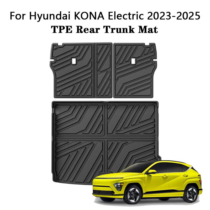 Car Trunk Mat For Hyundai Kona Electric 2023-2025 TPE Rear Seat Backrest Mat All Weather Waterproof Cargo Liner Trunk Floor Mats