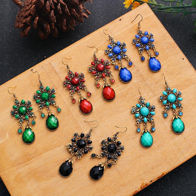 Ethnic Style Dangle Earrings for Women Boho Vintage Water Drop Tassel Earring Female Jewelry Accessories