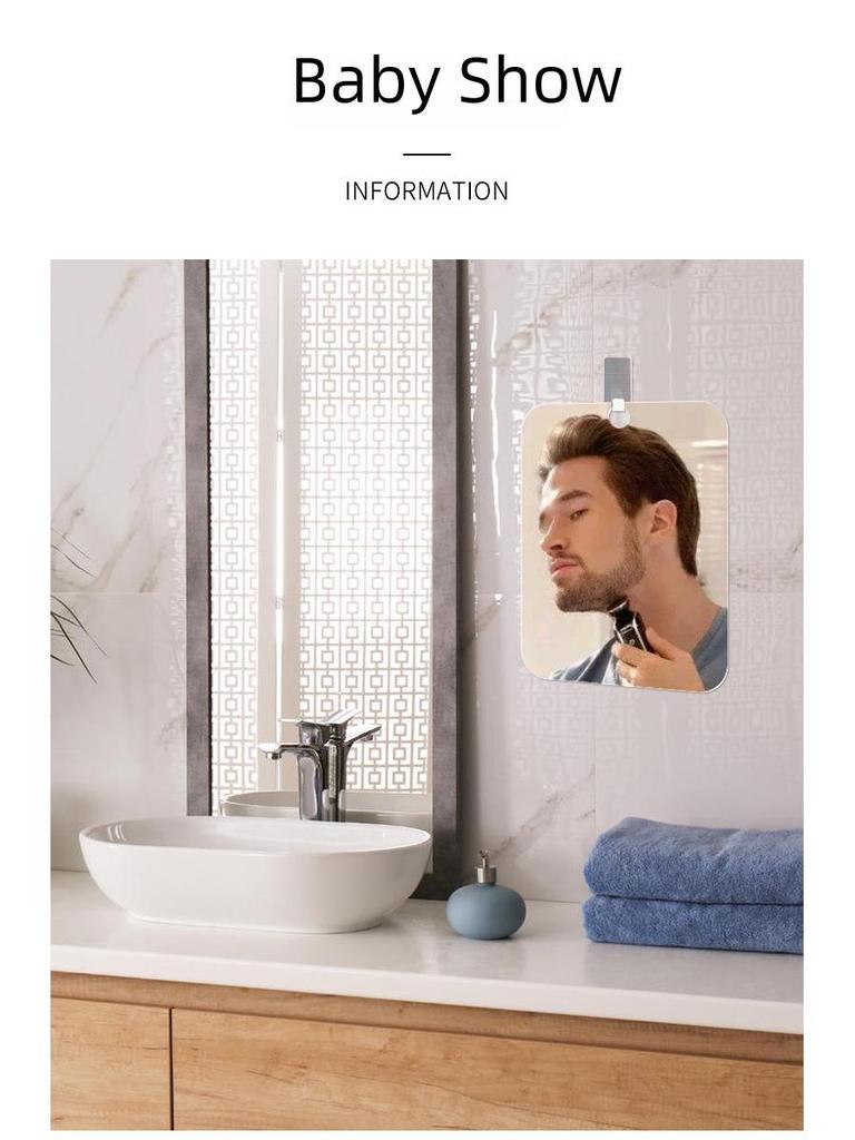 Anti-Fog Acrylic Bathroom Shaving Mirror for Men