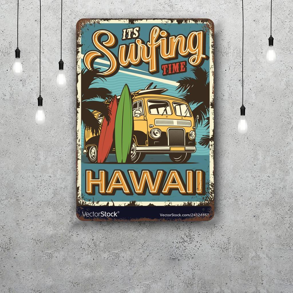 surfing Vintage Metal Tin Signs Posters Decor Retro Metal Plaque Wall Art Decor for Garage Bar