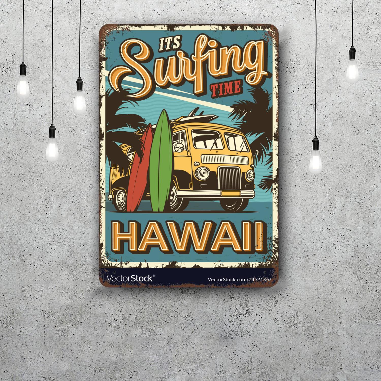 

surfing Vintage Metal Tin Signs Posters Decor Retro Metal Plaque Wall Art Decor for Garage Bar 20x30cm（7.8x11.8inch）
