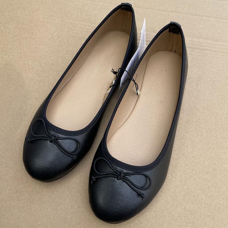 Elegante ballerina con fiocco da donna, punta piatta e rotonda, comoda, slip-on, mocassini da donna, ciabatte singole in pelle