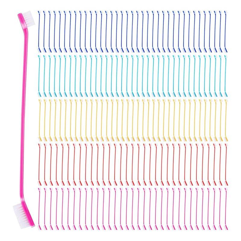

2025 Trend Puppy Tooth Brushing Kit 100 Pcs Dog Toothbrush Dual Headed Brushes Long Handle For Large And Small