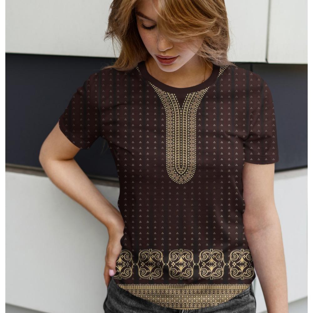 Women Boho Tribal Print Pattern Bohemian Style Vintage Full Sublimation Shirt