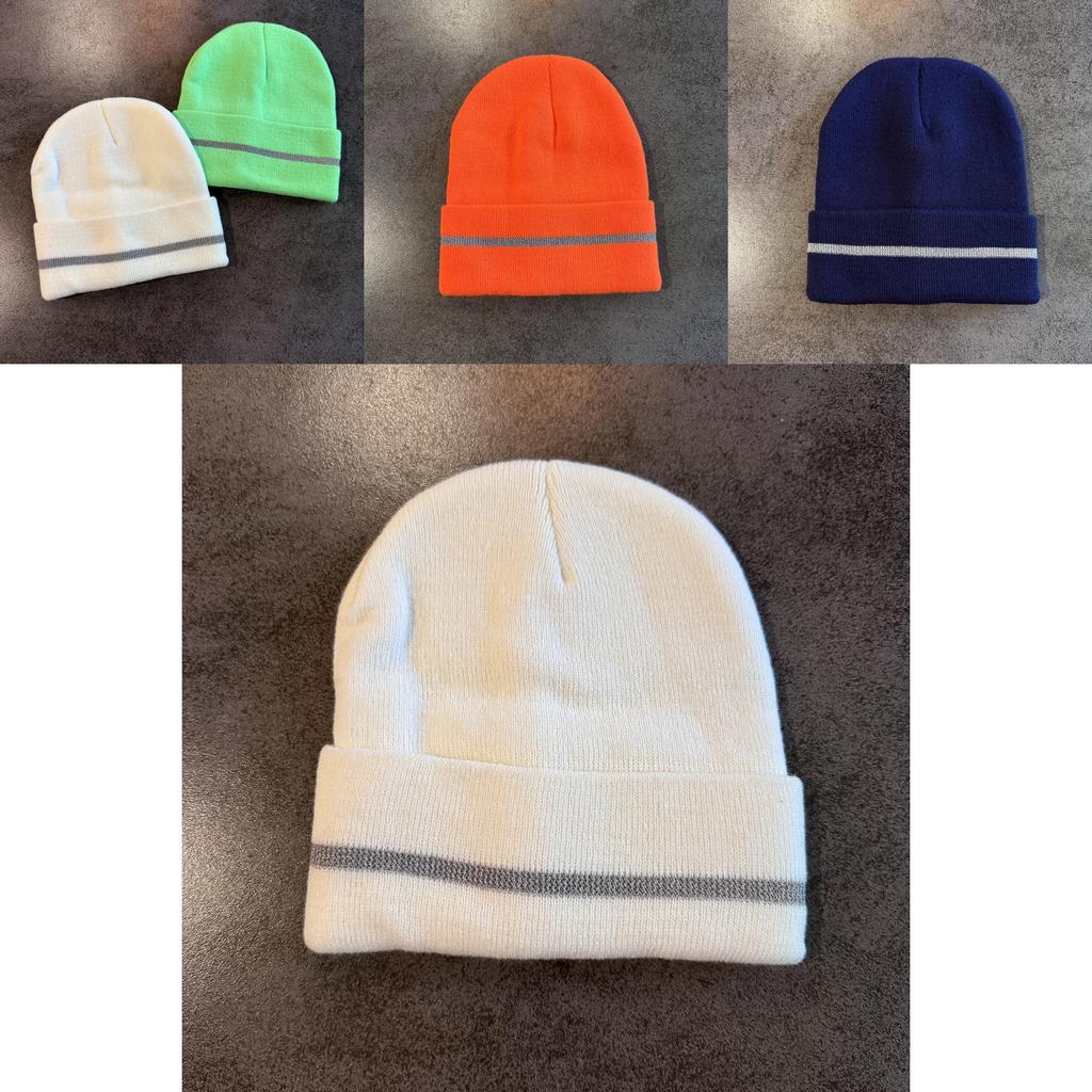 Acrylic Knit Hat For Men With Reflective Stripes Winter Warmth Fashionable Cold Weather Accessory