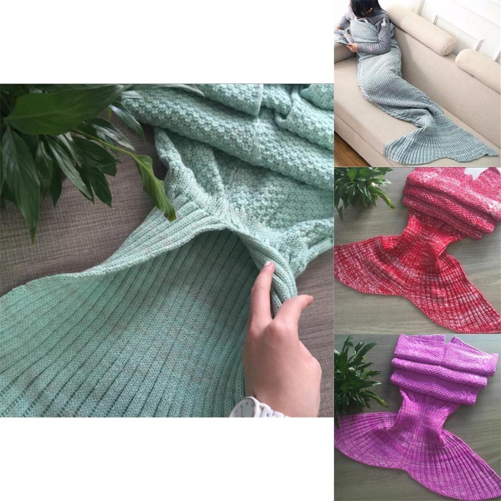Plush Mermaid Tail Cocoon Blanket Knitted From Durable Acrylic Fabric For All Ages