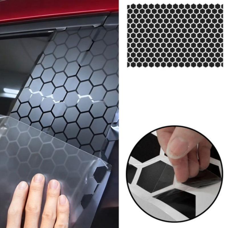 Matte Black Honeycomb Sticker for Car Side Window, Vinyl Sticker for Triangular Window Decoration,