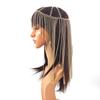 Exaggerated Long Tassel Aluminum Chain Headpiece with Pearl Pendant for Women