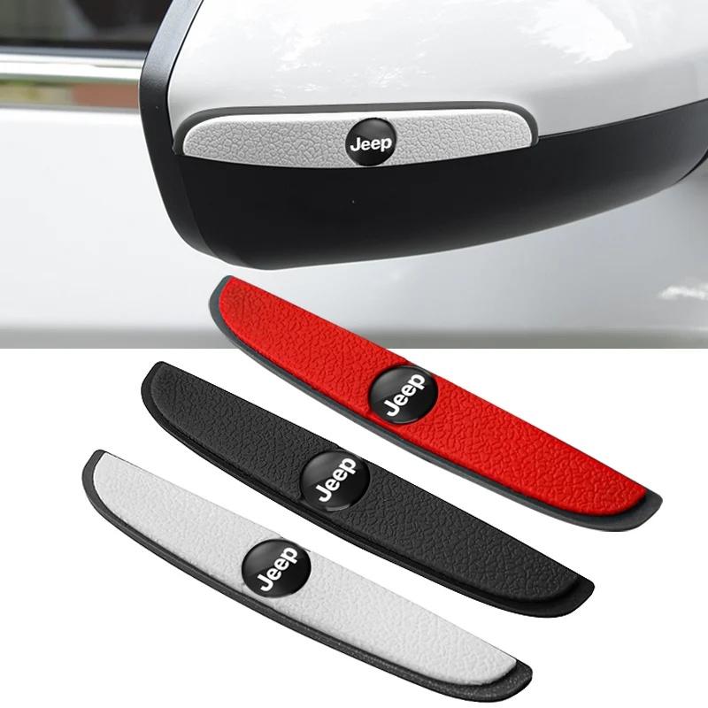 4Pcs Car Door Rearview Mirror Anti-Scratch Rubber Bumper Strip for Jeep Renegade Wrangler JK JL Grand Cherokee Auto Accessories ALP1