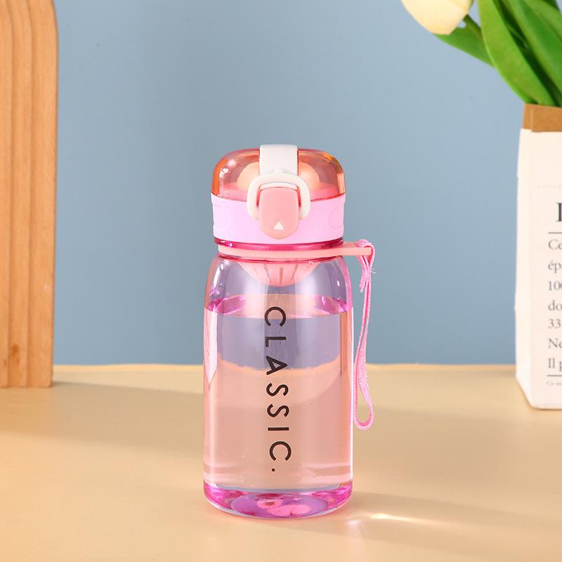 

400Ml Water Bottle Large Capacity Bounce Cover Sport Bottle Leak-Proof Pc Summer Simple Tea Leak Bottle Outdoor Supply розовый