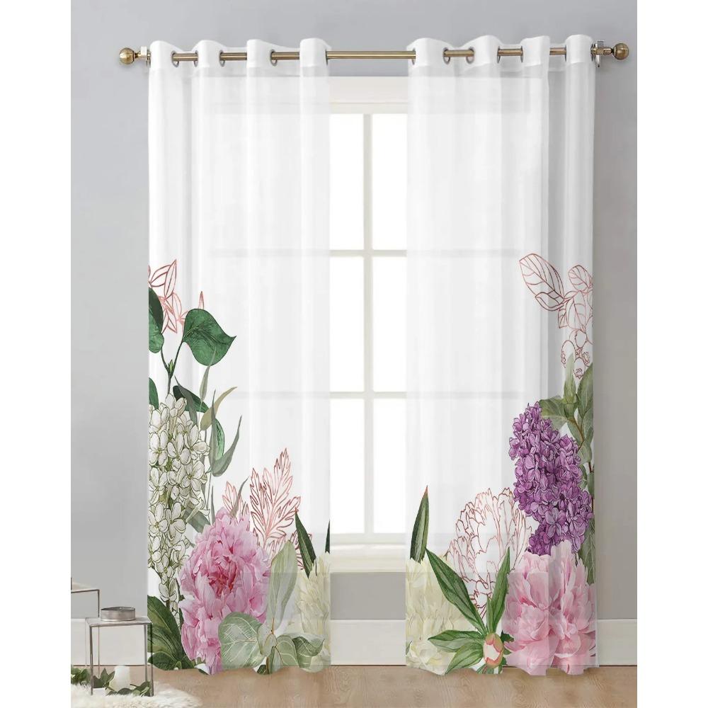 Pfingstrosen Rosen Blume Weiß Sheer Vorhänge für Schlafzimmer Wohnzimmer Dekoration Fenster Vorhang Küche Tüll Voile Organza Vorhänge