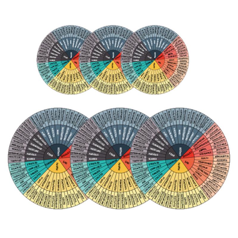 6 Pieces Feelings Wheel Vinyl Sticker 2.4 Inches 3.2 Inches Emotion Decal