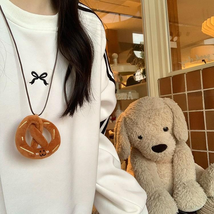 

Корейский стиль смешное ожерелье в виде хлеба плюшевый гриб свитер цепь круассан кулон ожерелье студент Style 2