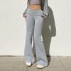 Damen Schlaghose, elastisch, hohe Taille, einfarbig, lässige Hose, Basic-Stil, schmale Passform, lange Hose für den Alltag