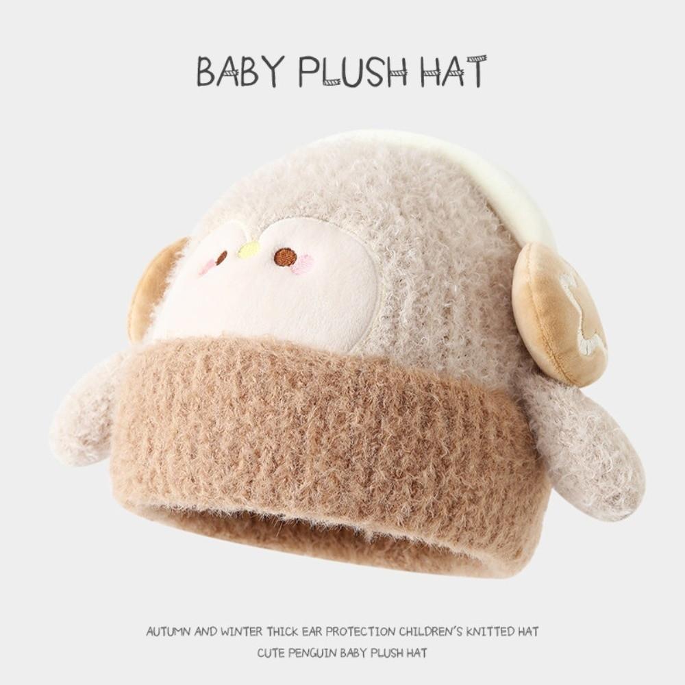 Warm Penguin Beanie Cartoon Thick Knit Earflap Hat Cute Kids Plush Winter Hat Ages 3-8
