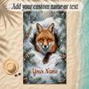 Fox Theme Soft Beach Towel Personalized Custom Name Text Towel Portable for Beach Pool Travel