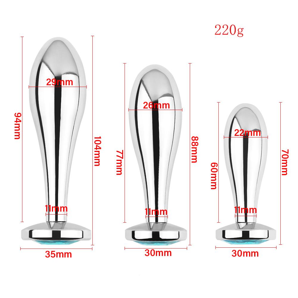 Metal Drop Anal Plug For Women Stainless Steel Three Sizes Jewel Base Butt Plug G-point Massage Adult Sex Toys Male/Famale Gay