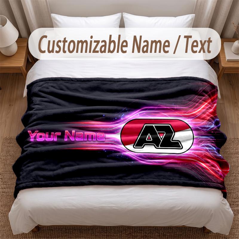 AZ Alkmaar Printed Flannel Blanket Custom Name Text Soft Warm Throw For Bedroom Holiday Gift