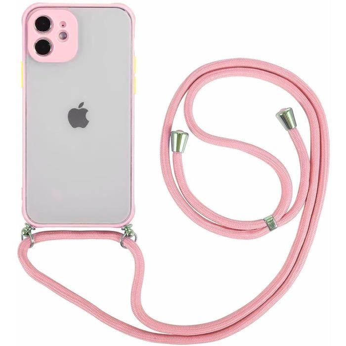 Coque de Protection - PROSHOP - pour iPhone 12 - Rose Semi-Transparente - Rigide - Antichoc