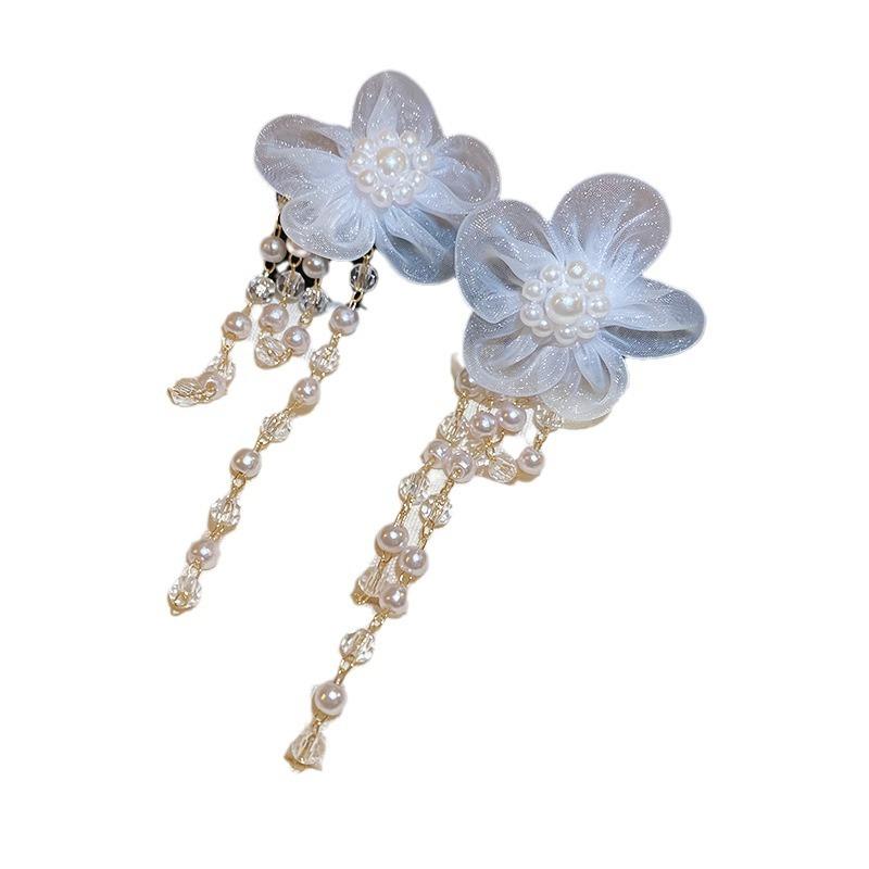 Silver Needle Super Fairy Elegant Bow Flower Stud Earrings French Light Luxury Earrings Literary Style Sweet Versatile Earrings
