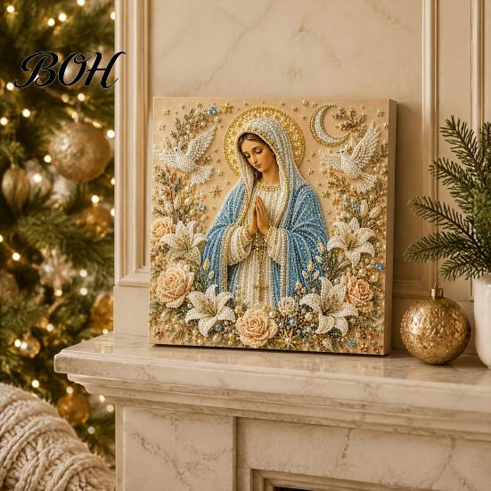 Decorative Balcony Pieces DIY Jesus Pearl Art Kit, Diamond Painting for Adults, Christian Mosaic Colorful Crafting Materials Craft Christ Gem Crafts,