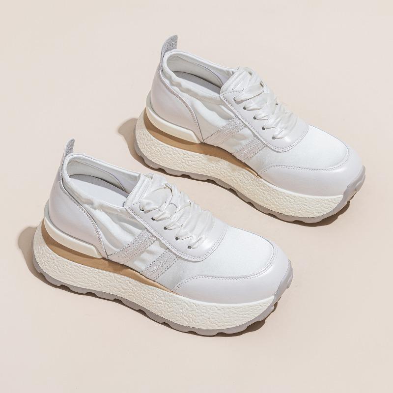 8Cm small inner height increase women's new summer satin breathable platform casual shoes