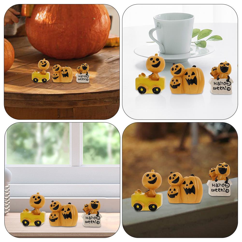 3 Pcs Halloween Pumpkin Decoration Household Ornament Miniature Decorations Simulated