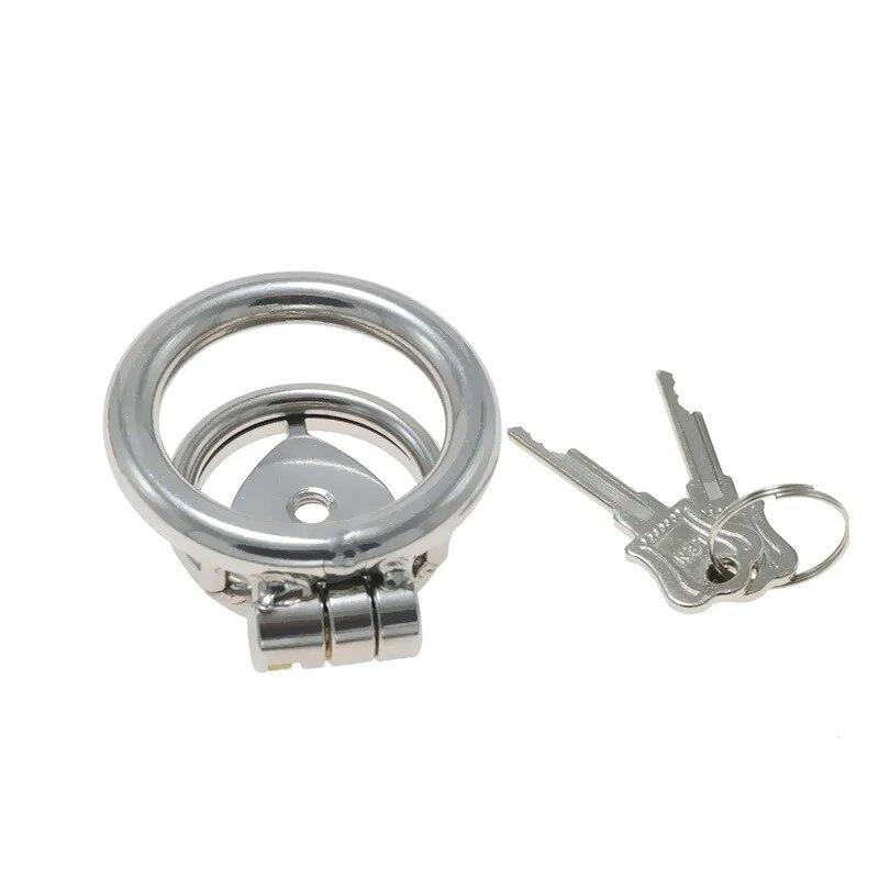 Stainless Steel Chastity Lock CB Lock for Men Penis Cage with Urinary Catheter Gay Slave Cock Ring Sex Toy Ball Stretcher