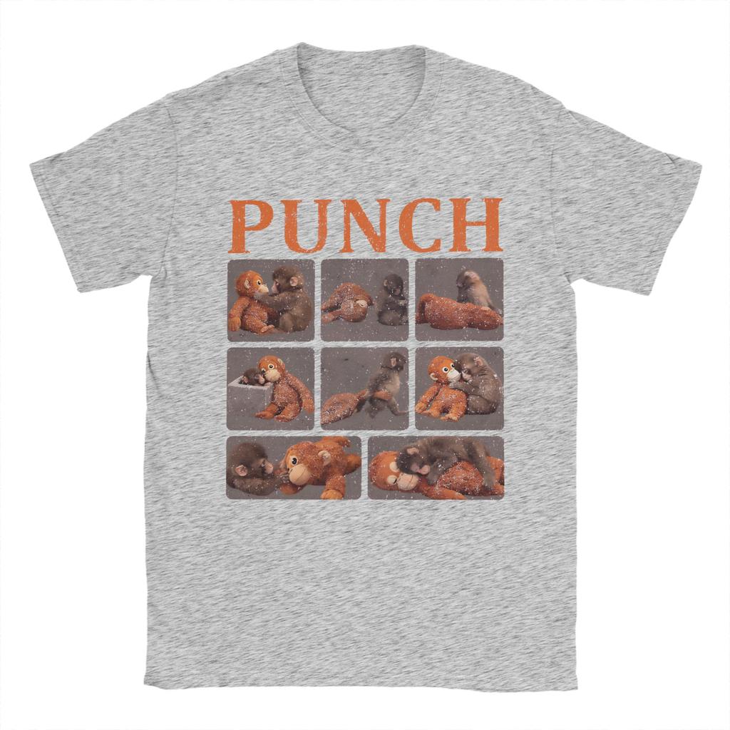Men TShirts Punch Monkey Funny Animal Amazing Pure Cotton Tees Short Sleeve T Shirts O Neck Clothing 6XL