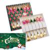 Set Regalo Cucchiaini da Caffè Forchette di Natale in Scatola con 1 Biglietto di Natale, Cucchiaino da Caffè Natalizio Forchette da Cena Cucchiaino da Dessert Stoviglie Regalo
