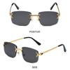 Rimless Cut Edge Rectangular Sunglasses UV Protection Gradient Lens Shades  for Women & Men