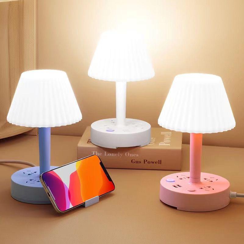 Desk Lamps For Home Office,Modern Multifunctional Conversion Socket Table Lamp With Safety Door Design For Bedroom, Study