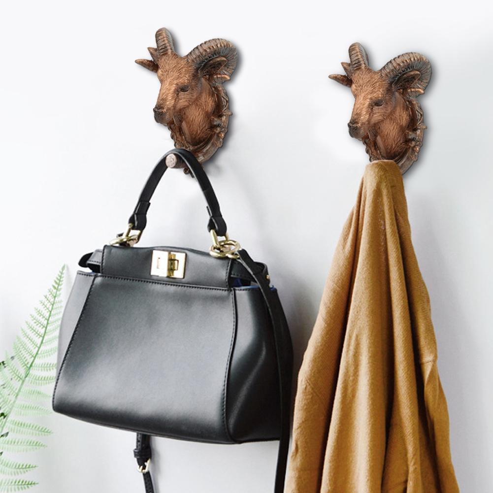 Vintage Animal Shape Wall Hook Coat Hanging Hook Home Decoration for Bathroom Bedroom(Goat Shape )