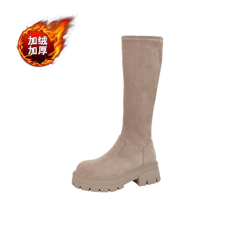 But Knee Suede Boots Children Thick-soled Autumn and Winter New Thin Elastic Long Tube Flat Bottom