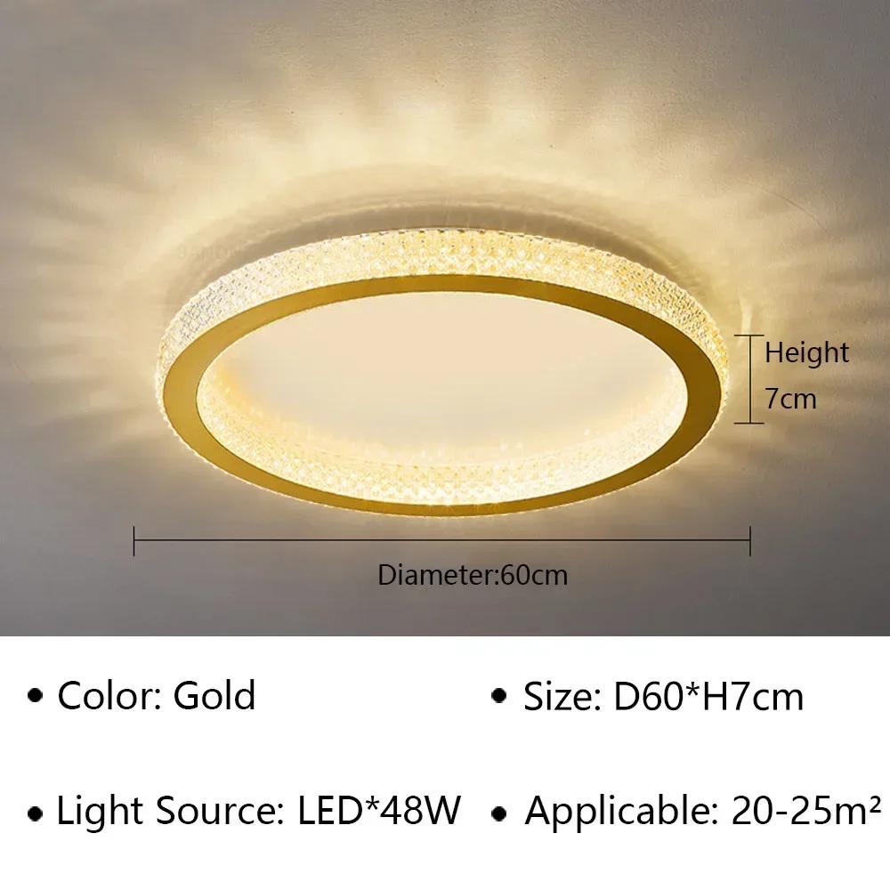 Simple New Modern Crystal Master Bedroom Ceiling Lamp Creative LED Round Living Room Net Red Soft Light Home Lighting Decorate