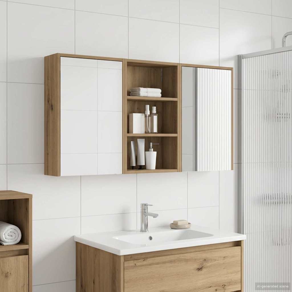 Bathroom Cabinet Set 3 Pcs 126 X 16 X 62.5 Cm Particleboard