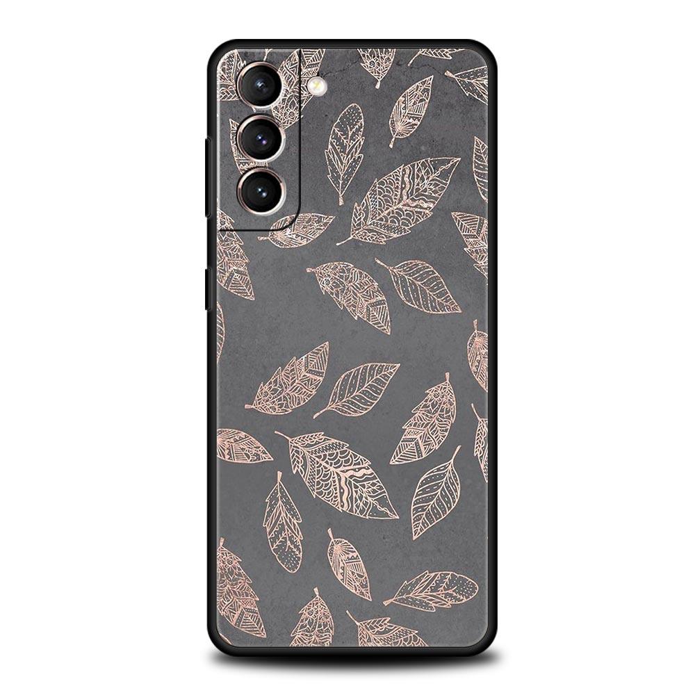 Gold Rose Love Heart Phone Case For Samsung Galaxy S24 S23 S22 Ultra S20 S21 FE 5G S10 S9 Plus S10E S8 S7 Edge Silicone Cover